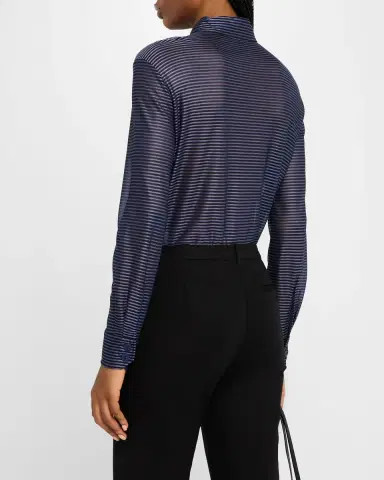 Emporio Armani Button-Down Striped Viscose Shirt | Thumbnail 3