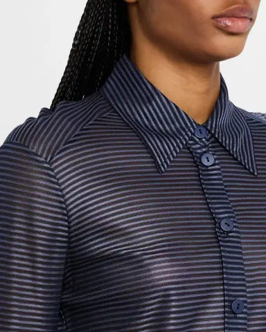 Emporio Armani Button-Down Striped Viscose Shirt | Thumbnail 5
