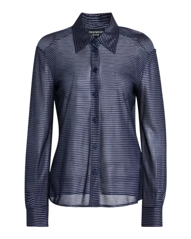 Button-Down Striped Viscose Shirt