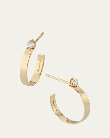 Lana 14K Yellow Gold Mini Solo Diamond Huggie Earrings | Thumbnail 3
