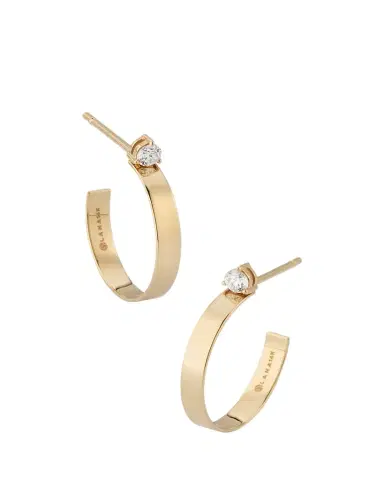 Lana 14K Yellow Gold Mini Solo Diamond Huggie Earrings | Thumbnail 1