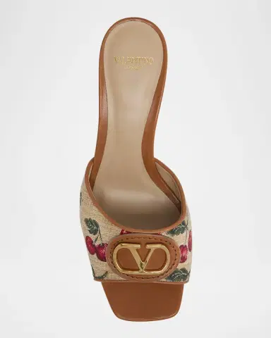 Valentino Garavani VLogo Medallion Cherry Slide Sandals | Thumbnail 4