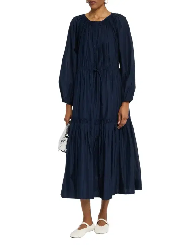 Allegra Tiered Smocked Cotton Midi Dress