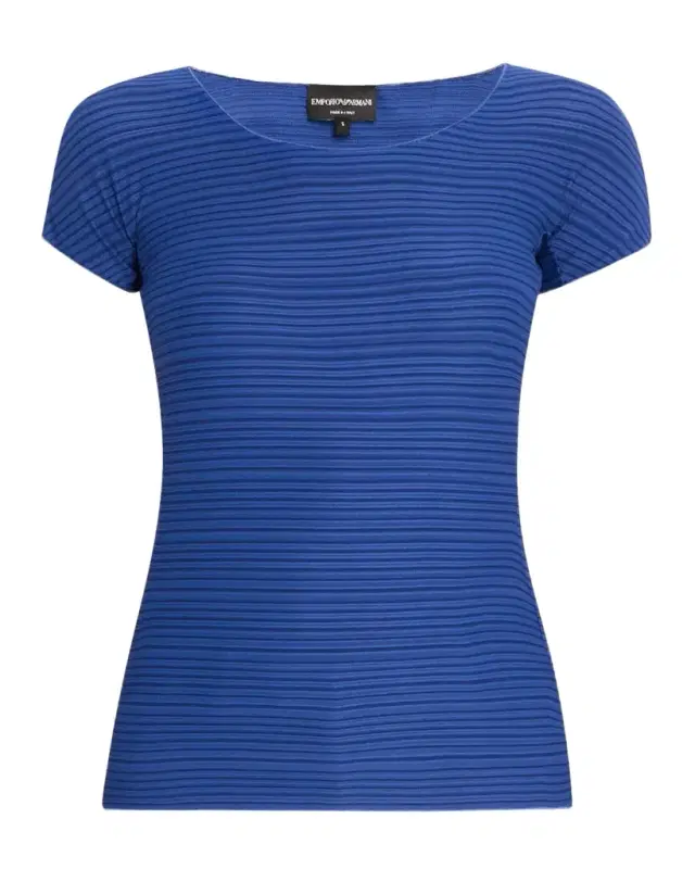 Emporio Armani Striped Scoop-Neck Jersey Tee