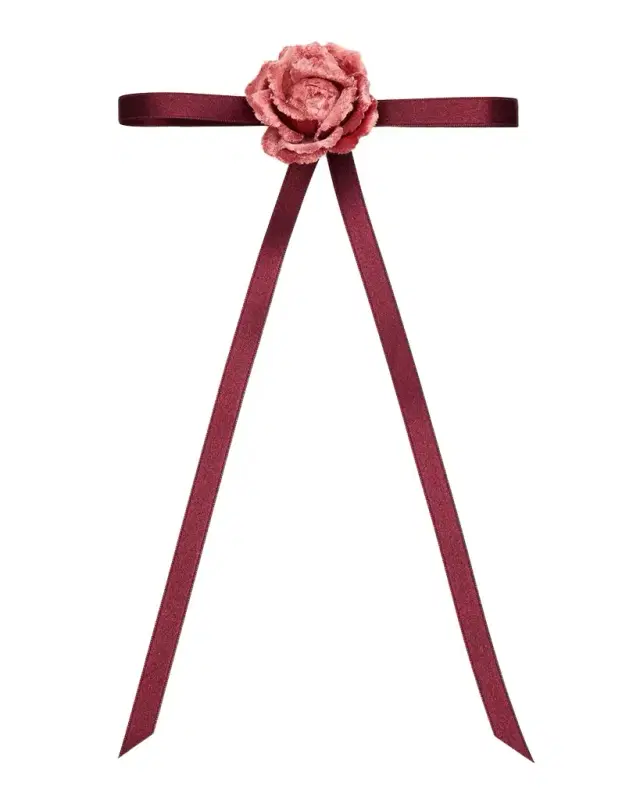 Velvet Rosette Bow Skinny Barrette