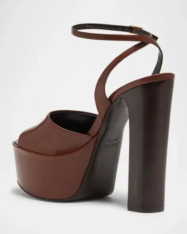 Saint Laurent Jodie Leather Ankle-Strap Platform Sandals | Thumbnail 2