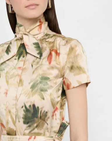 Loro Piana Febe Botanical Self-Tie Blouse | Thumbnail 5 Loro Piana Febe Botanical Self-Tie Blouse | Thumbnail 5