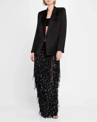 Lapointe Sequin Fringed Maxi Pencil Skirt | Thumbnail 2