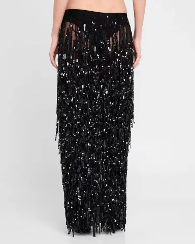 Lapointe Sequin Fringed Maxi Pencil Skirt | Thumbnail 3