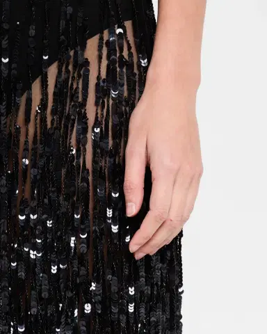 Lapointe Sequin Fringed Maxi Pencil Skirt | Thumbnail 5