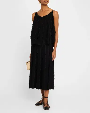Emporio Armani Ribbed Ruffle-Trim Maxi Skirt | Thumbnail 2