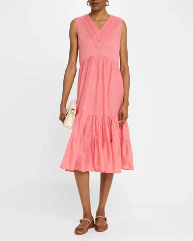 Merlette Marisa Tiered Lace-Trim Cotton Midi Dress | Thumbnail 2 Merlette Marisa Tiered Lace-Trim Cotton Midi Dress | Thumbnail 2