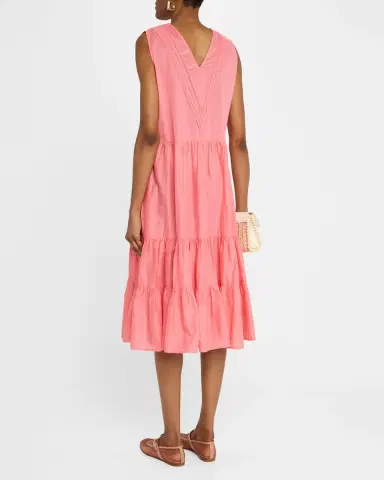 Merlette Marisa Tiered Lace-Trim Cotton Midi Dress | Thumbnail 3 Merlette Marisa Tiered Lace-Trim Cotton Midi Dress | Thumbnail 3