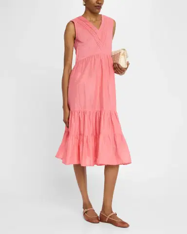 Merlette Marisa Tiered Lace-Trim Cotton Midi Dress | Thumbnail 4 Merlette Marisa Tiered Lace-Trim Cotton Midi Dress | Thumbnail 4