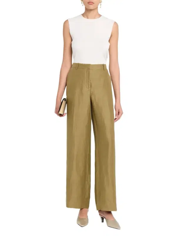 Gates High-Rise Straight-Leg Linen-Blend Pants