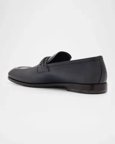 Ferragamo Men's Antigua Leather Woven-Strap Gancio Loafers | Thumbnail 4 Ferragamo Men's Antigua Leather Woven-Strap Gancio Loafers | Thumbnail 4