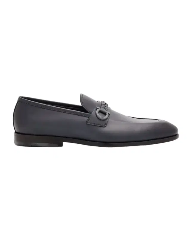 Ferragamo Men 's Antigua Leather Woven-Strap Gancio Loafers