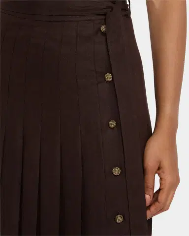 Loro Piana Yasmina Pleated New Summer Twill Midi Skirt | Thumbnail 5