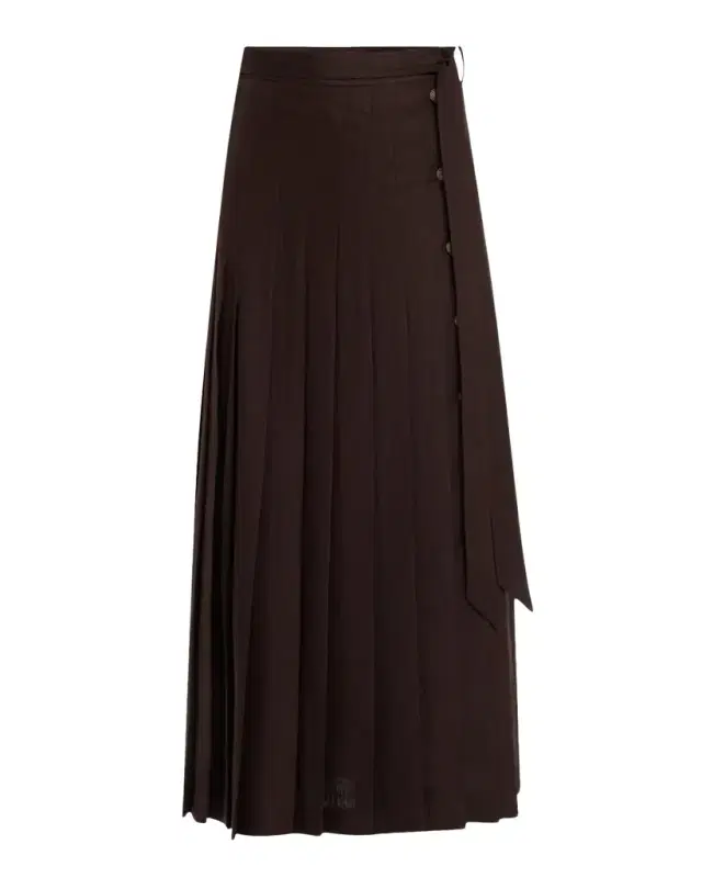 Yasmina Pleated New Summer Twill Midi Skirt