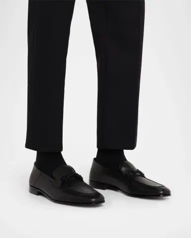 Ferragamo Men 's Biarritz Perforated Leather Gancini-Bit Loafers | Thumbnail 2