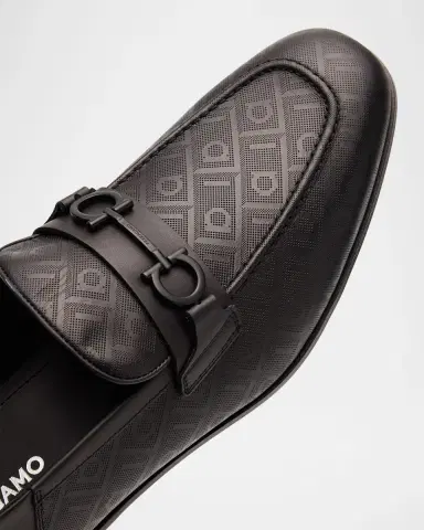 Ferragamo Men 's Biarritz Perforated Leather Gancini-Bit Loafers | Thumbnail 5