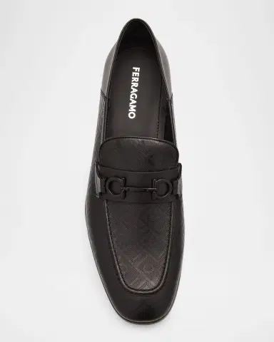 Ferragamo Men 's Biarritz Perforated Leather Gancini-Bit Loafers | Thumbnail 6