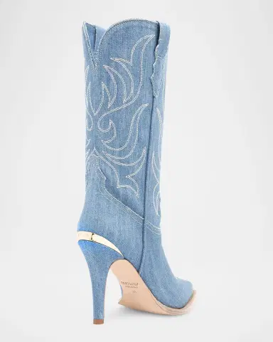 Partlow Cherie Denim Western Stiletto Mid Boots | Thumbnail 2