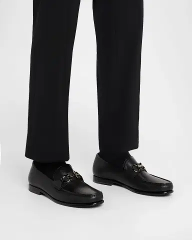 Ferragamo Men's Avrilvit Leather Two-Tone Gancini Bit Loafers | Thumbnail 2 Ferragamo Men's Avrilvit Leather Two-Tone Gancini Bit Loafers | Thumbnail 2