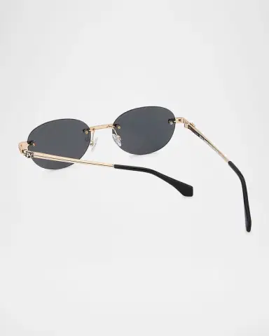 Palm Angels Crystal Metal Oval Sunglasses | Thumbnail 2 Palm Angels Crystal Metal Oval Sunglasses | Thumbnail 2