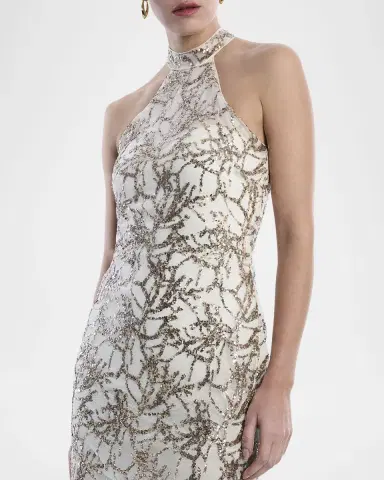 BCBGMAXAZRIA Sequin-Embellished Halter Mini Dress | Thumbnail 5 BCBGMAXAZRIA Sequin-Embellished Halter Mini Dress | Thumbnail 5