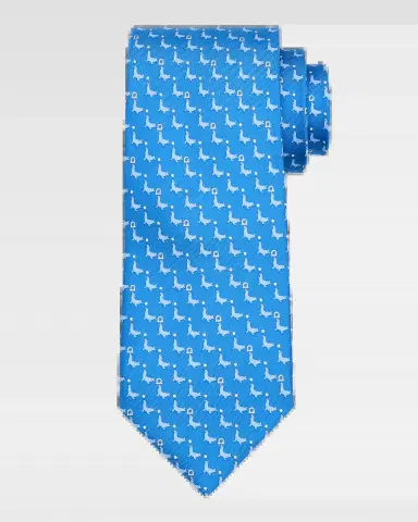 Ferragamo Men's Seal Balancing Gancio Silk Tie | Thumbnail 2