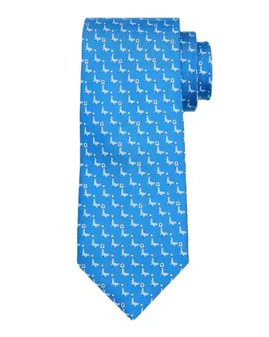 Ferragamo Men's Seal Balancing Gancio Silk Tie | Thumbnail 1