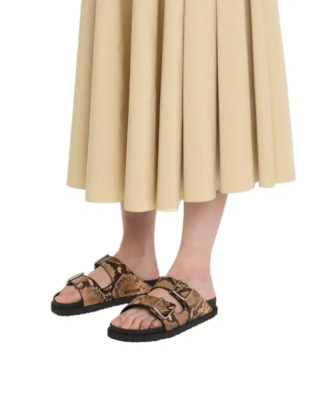 Arizona Snake-Embossed Dual-Buckle Slide Sandals Arizona Snake-Embossed Dual-Buckle Slide Sandals