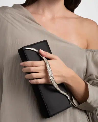 ALEXIS BITTAR Crystal Curve Recycled Satin Clutch Bag | Thumbnail 2 ALEXIS BITTAR Crystal Curve Recycled Satin Clutch Bag | Thumbnail 2