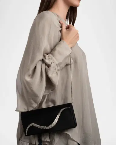 ALEXIS BITTAR Crystal Curve Recycled Satin Clutch Bag | Thumbnail 6 ALEXIS BITTAR Crystal Curve Recycled Satin Clutch Bag | Thumbnail 6