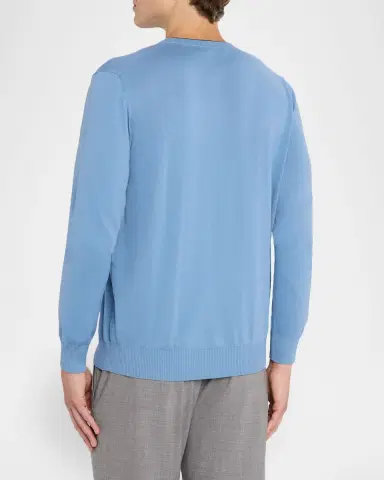Canali Men 's Cotton Tipped Crewneck Sweater | Thumbnail 3
