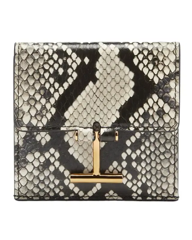 T Bar Card Holder in Python-Print Leather