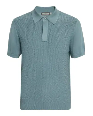 Canali Men 's Cotton-Modal Waffle Knit Polo Sweater | Thumbnail 1 Canali Men 's Cotton-Modal Waffle Knit Polo Sweater | Thumbnail 1