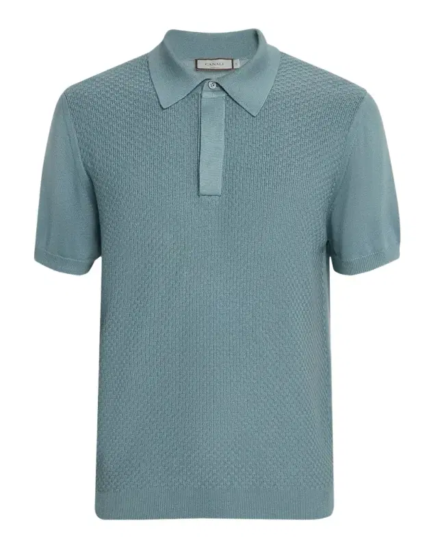 Men 's Cotton-Modal Waffle Knit Polo Sweater