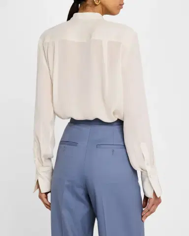 Argent Cutout Silk Double Georgette Blouse | Thumbnail 3 Argent Cutout Silk Double Georgette Blouse | Thumbnail 3