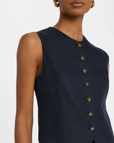 Argent Basketweave Linen Waistcoat | Thumbnail 5