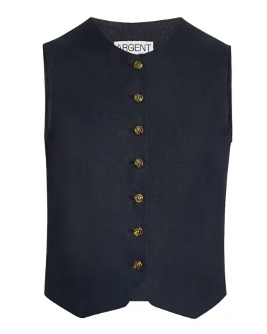 Argent Basketweave Linen Waistcoat | Thumbnail 1