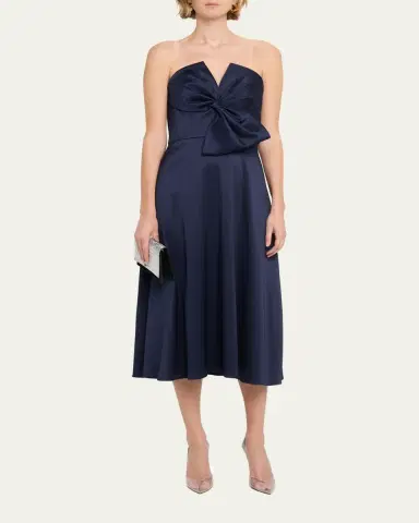 Aidan Mattox Strapless Bow-Front Stretch Mikado Midi Dress | Thumbnail 2 Aidan Mattox Strapless Bow-Front Stretch Mikado Midi Dress | Thumbnail 2