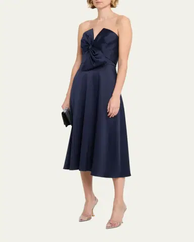 Aidan Mattox Strapless Bow-Front Stretch Mikado Midi Dress | Thumbnail 4 Aidan Mattox Strapless Bow-Front Stretch Mikado Midi Dress | Thumbnail 4