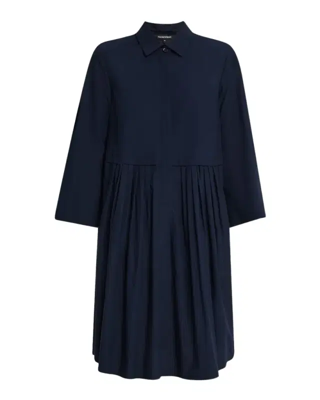 Pleated Cotton Poplin Shirtdress