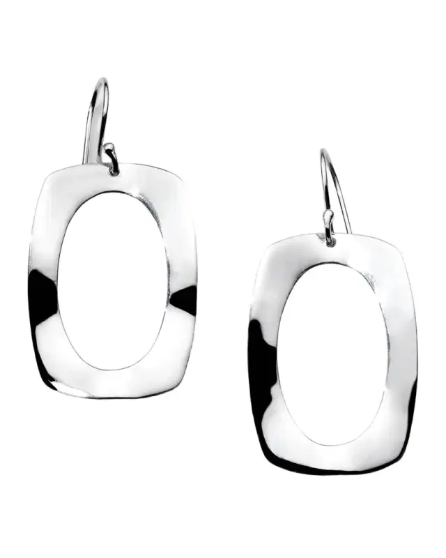 925 Classico Rounded Rectangle Wavy Frame Earrings