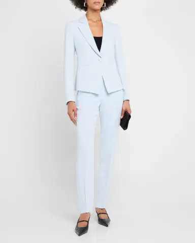 Emporio Armani Creased Straight-Leg Cady Crepe Trousers | Thumbnail 2