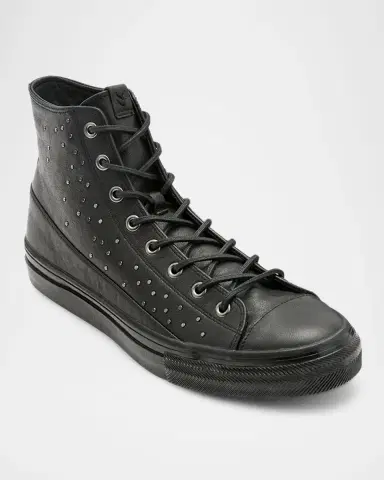 JOHN VARVATOS Men's Vulc Studded Leather Mid-Top Sneakers | Thumbnail 2 JOHN VARVATOS Men's Vulc Studded Leather Mid-Top Sneakers | Thumbnail 2