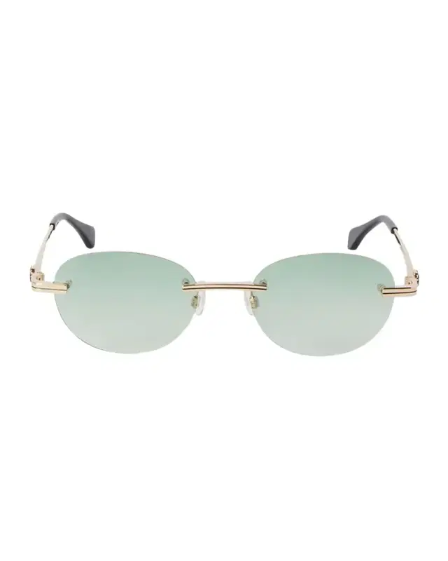 Crystal Oval Metal Sunglasses