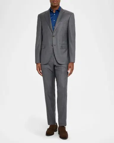 Canali Men's Wool and Silk Tonal Plaid Two-Piece Suit | Thumbnail 2 Canali Men's Wool and Silk Tonal Plaid Two-Piece Suit | Thumbnail 2